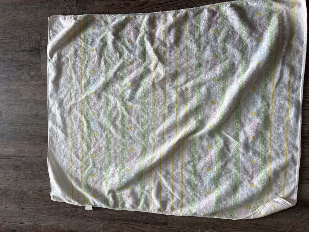 Vintage Riegel Babycare Floral Striped Cotton Baby Blanket 30x30